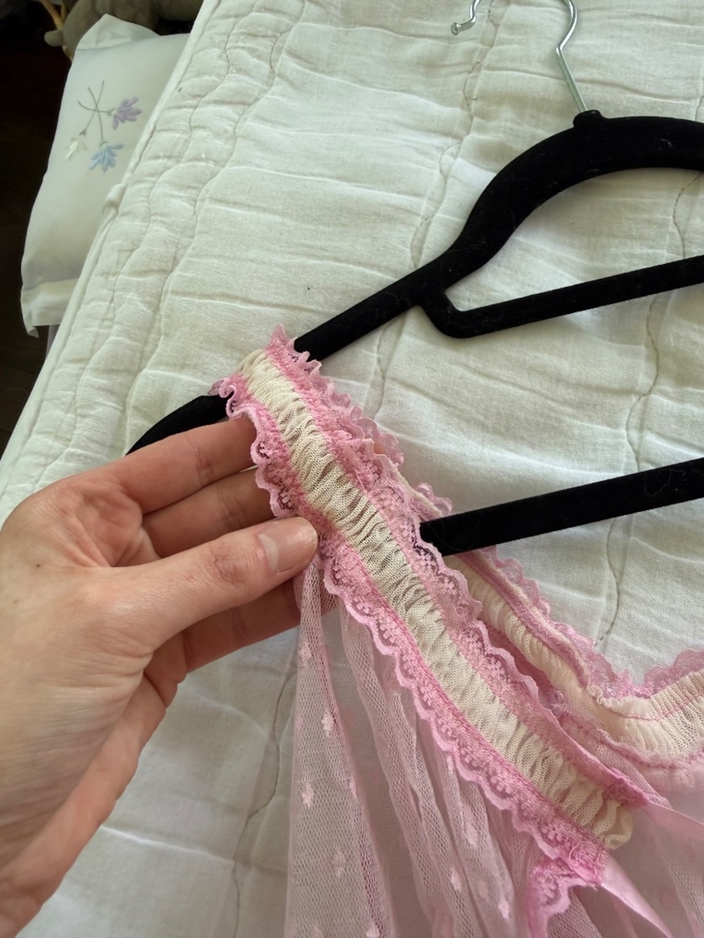 La SENZA pink ruffled polka-dot lace lingerie slip - Picture 6 of 9